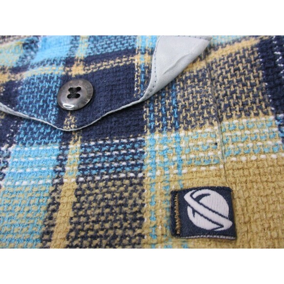 Lost Enterprises Shirt Mens Large Brown Blue Plaid Cotton Casual Button Up - Picture 6 of 14